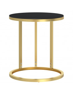 Tavolino Oro e Nero 45 cm in Vetro Temperato 2