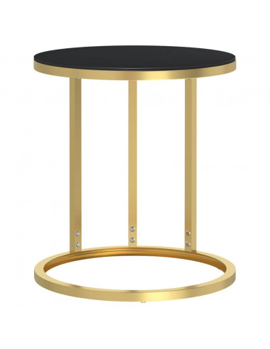 Tavolino Oro e Nero 45 cm in Vetro Temperato