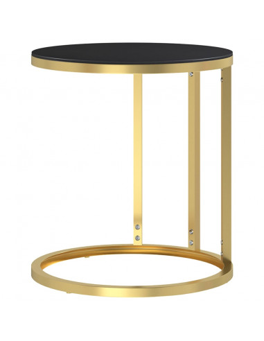 Tavolino Oro e Nero 45 cm in Vetro Temperato