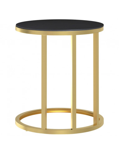 Tavolino Oro e Nero 45 cm in Vetro Temperato