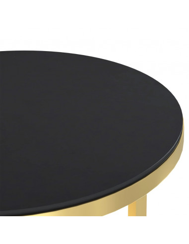 Tavolino Oro e Nero 45 cm in Vetro Temperato
