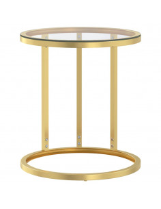 Tavolino Oro e Trasparente 45 cm in Vetro Temperato 2