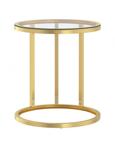 Tavolino Oro e Trasparente 45 cm in Vetro Temperato