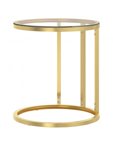 Tavolino Oro e Trasparente 45 cm in Vetro Temperato