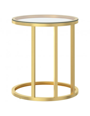 Tavolino Oro e Trasparente 45 cm in Vetro Temperato