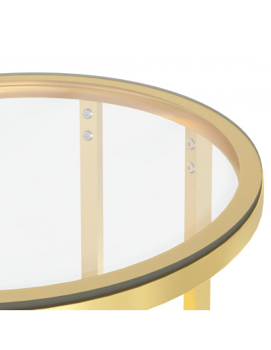 Tavolino Oro e Trasparente 45 cm in Vetro Temperato