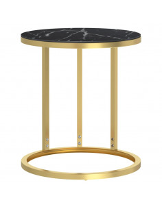 Tavolino Oro e Marmo Nero 45 cm in Vetro Temperato 2
