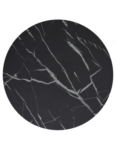 Tavolino Oro e Marmo Nero 45 cm in Vetro Temperato