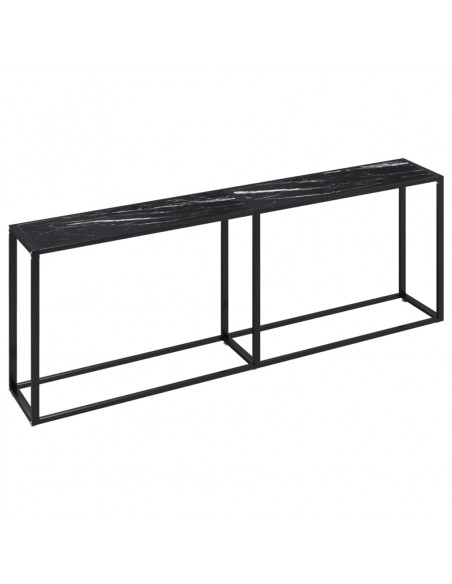 Tavolo Consolle Marmo Nero 220x35x75,5 cm in Vetro Temperato