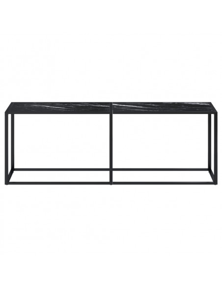 Tavolo Consolle Marmo Nero 220x35x75,5 cm in Vetro Temperato