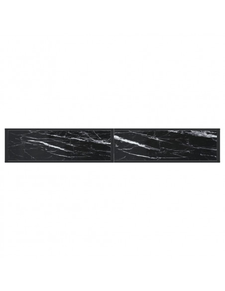 Tavolo Consolle Marmo Nero 220x35x75,5 cm in Vetro Temperato