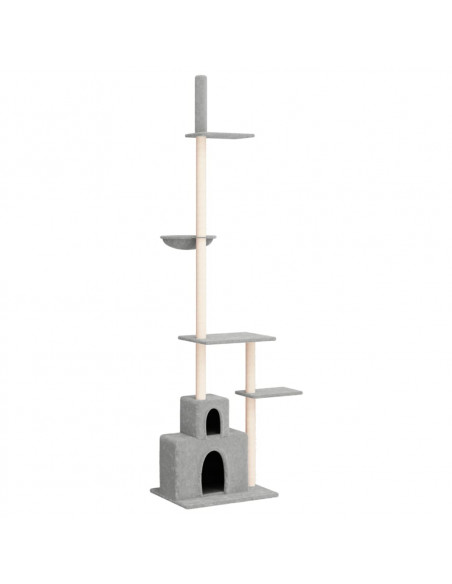 Albero per Gatti Pavimento Soffitto Grigio Chiaro 250,5-276,5cm