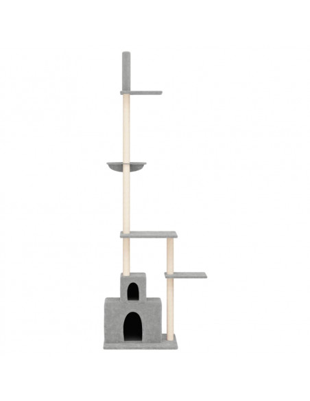 Albero per Gatti Pavimento Soffitto Grigio Chiaro 250,5-276,5cm
