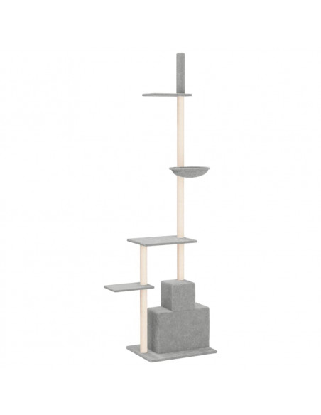 Albero per Gatti Pavimento Soffitto Grigio Chiaro 250,5-276,5cm