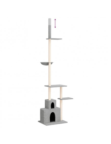Albero per Gatti Pavimento Soffitto Grigio Chiaro 250,5-276,5cm