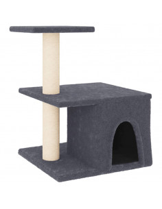 Albero per Gatti con Tiragraffi in Sisal Grigio Scuro 48 cm