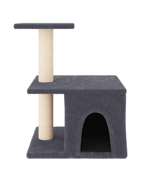 Albero per Gatti con Tiragraffi in Sisal Grigio Scuro 48 cm