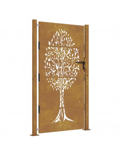 Cancello da giardino 100x175 cm in acciaio Corten con design ad albero 2