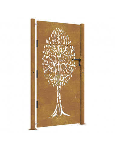 Cancello da giardino 100x175 cm in acciaio Corten con design ad albero