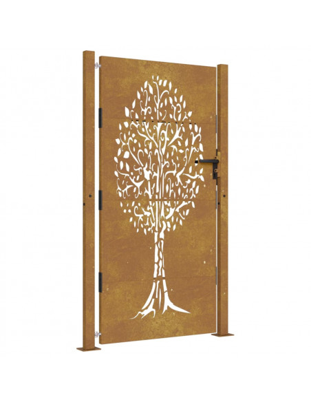 Cancello da Giardino 105x180 cm in Acciaio Corten Design Albero