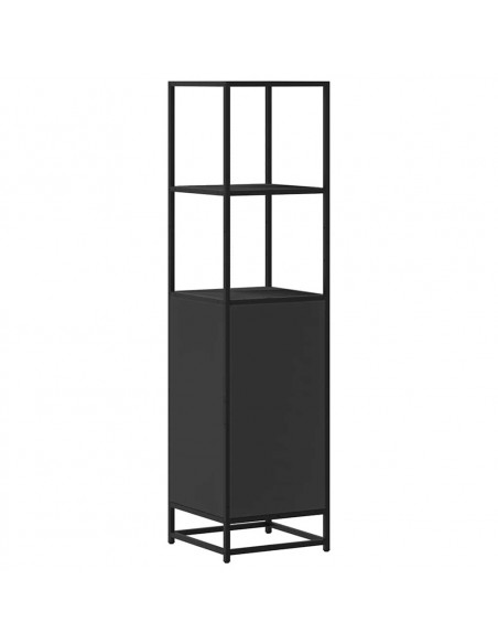 Credenza Nera 35,5x35x139 cm Legno Multistrato Metallo