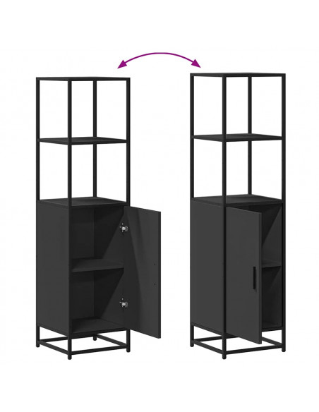 Credenza Nera 35,5x35x139 cm Legno Multistrato Metallo