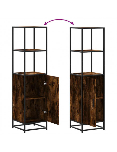 Credenza Rovere Fumo 35,5x35x139 cm Legno Multistrato Metallo