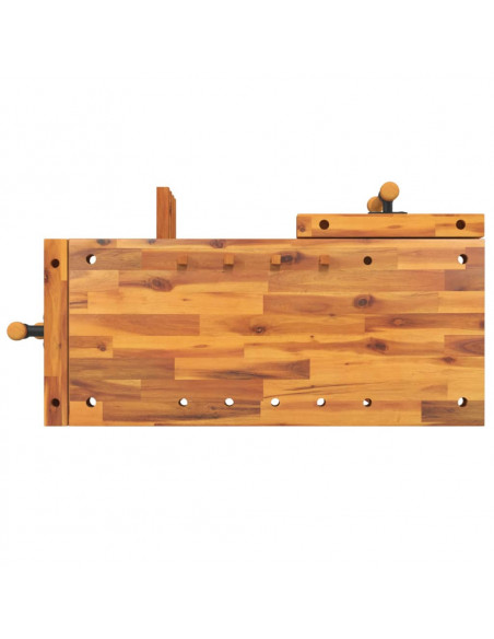 Banco da Lavoro con Morse 92x48x83 cm Legno Massello di Acacia