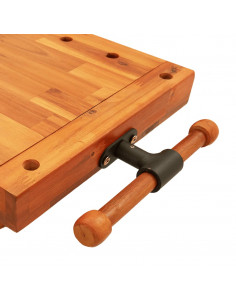 Banco da Lavoro con Morsa 52x44x9,5 cm Legno Massello di Acacia
