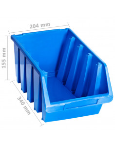 Contenitori Impilabili 14 pz Blu in Plastica