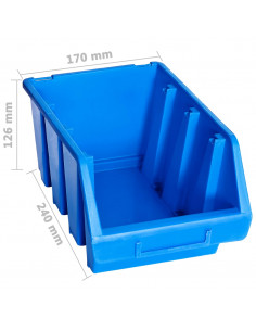 Contenitori Impilabili 20 pz Blu in Plastica