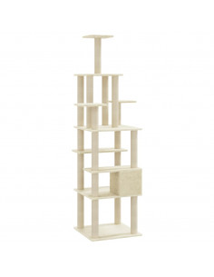 Albero per Gatti con Tiragraffi in Sisal Crema 183 cm