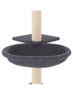 Albero per Gatti con Tiragraffi in Sisal Grigio Scuro 72 cm
