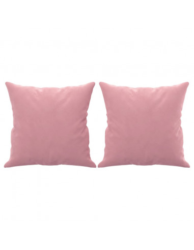 Divano a 3 Posti con Cuscini Rosa 180 cm in Velluto