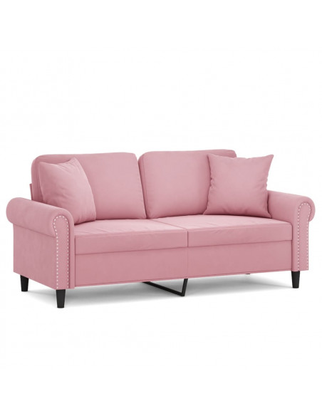 Divano a 2 Posti con Cuscini Rosa 140 cm in Velluto