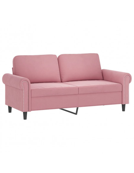 Divano a 2 Posti con Cuscini Rosa 140 cm in Velluto