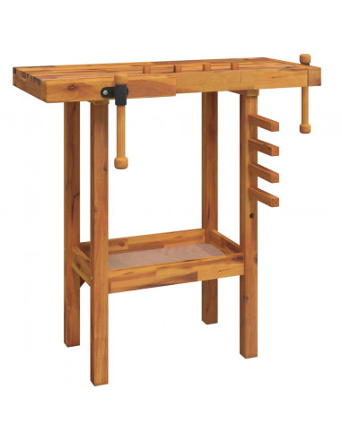 Banco da Lavoro con Morse 92x48x83 cm Legno Massello di Acacia