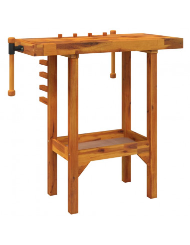 Banco da Lavoro con Morse 92x48x83 cm Legno Massello di Acacia