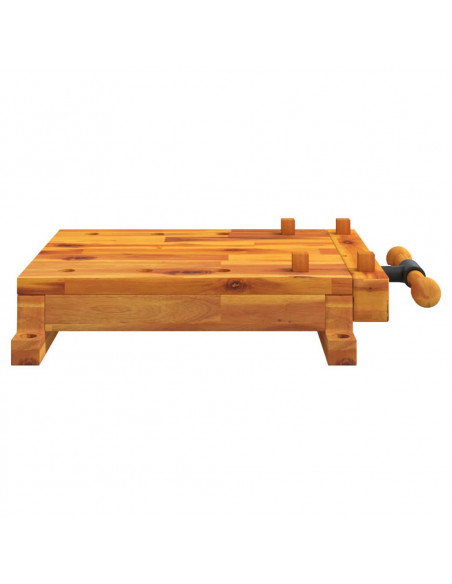 Banco da Lavoro con Morsa 52x44x9,5 cm Legno Massello di Acacia