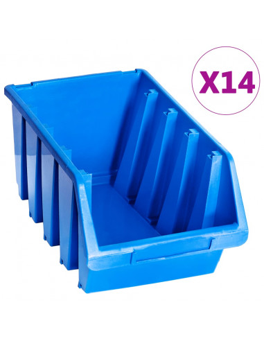 Contenitori Impilabili 14 pz Blu in Plastica