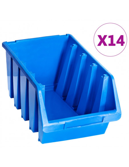 Contenitori Impilabili 14 pz Blu in Plastica
