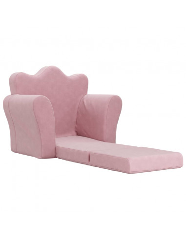 Divano Letto per Bambini Rosa in Morbido Peluche