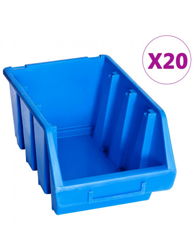 Contenitori Impilabili 20 pz Blu in Plastica