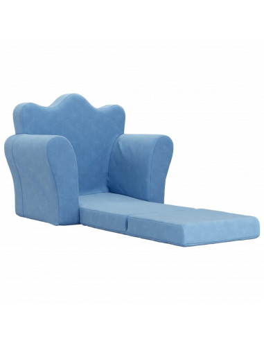 Divano Letto per Bambini Blu in Morbido Peluche