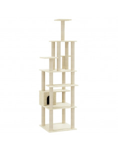 Albero per Gatti con Tiragraffi in Sisal Crema 183 cm 2