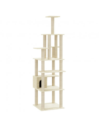Albero per Gatti con Tiragraffi in Sisal Crema 183 cm