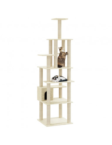 Albero per Gatti con Tiragraffi in Sisal Crema 183 cm