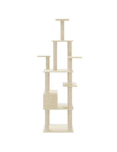 Albero per Gatti con Tiragraffi in Sisal Crema 183 cm