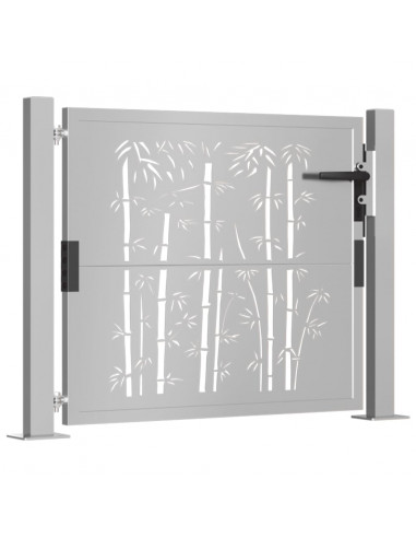 Cancello da Giardino 105x80 cm in Acciaio Corten Design Bambù