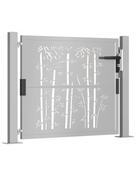 Cancello da Giardino 105x80 cm in Acciaio Corten Design Bambù